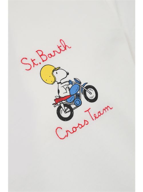 T-shirt con stampa e ricamo Snoopy Cross Team Mc2 Saint Barth | TSHIRT MAN03089H SNOOPY CROSS 01N EMB